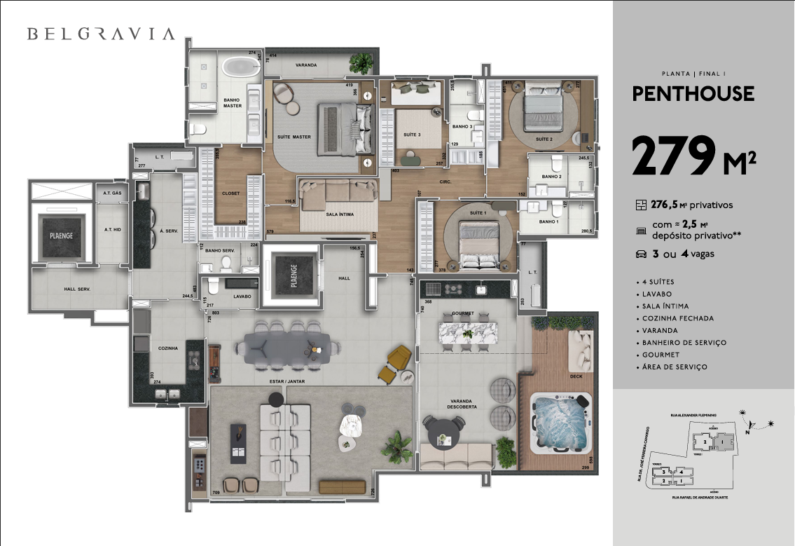 Planta Penthouse 279 m²